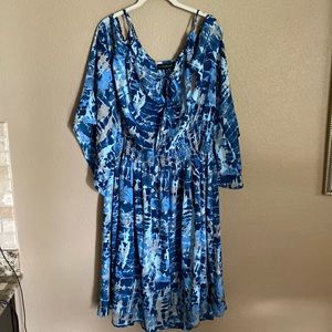 Lane Bryant Blue Watercolor Long Sleeve Dress Size 18/20